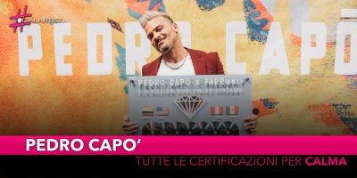 Pedro Capo’, la targa celebrativa delle certificazioni ottenute con “Calma (Remix)”